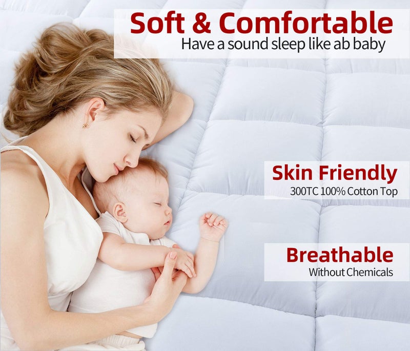 SUFUEE Mattress Topper Twin Size 2 inch Thick Down Alternative Quilted Mattress Cover Soft and Warm Mattress Pad for All Seasons - Image 2